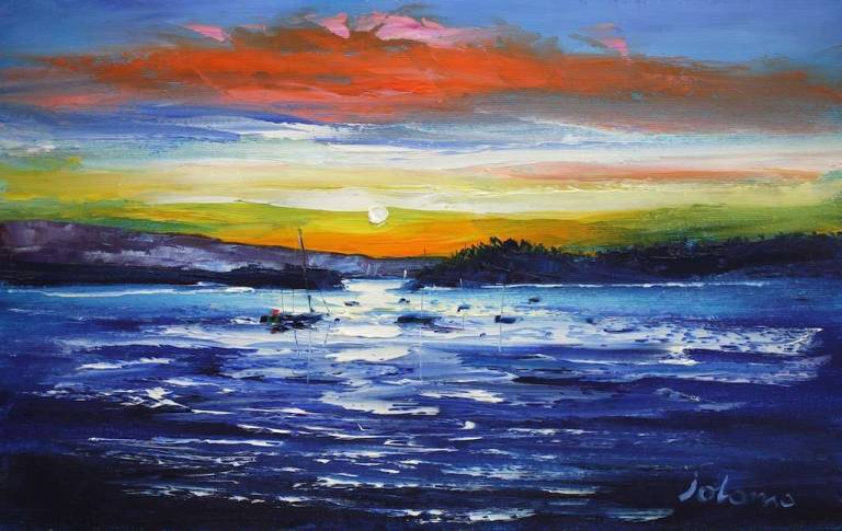 Dawnlight Tobermory Isle of Mull 10x16 SOLD - John Lowrie Morrison