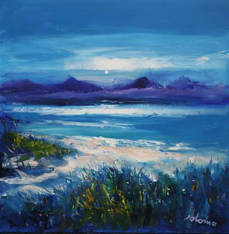 Dawnlight over Arran from Grogport Kintyre 20x20 - John Lowrie Morrison