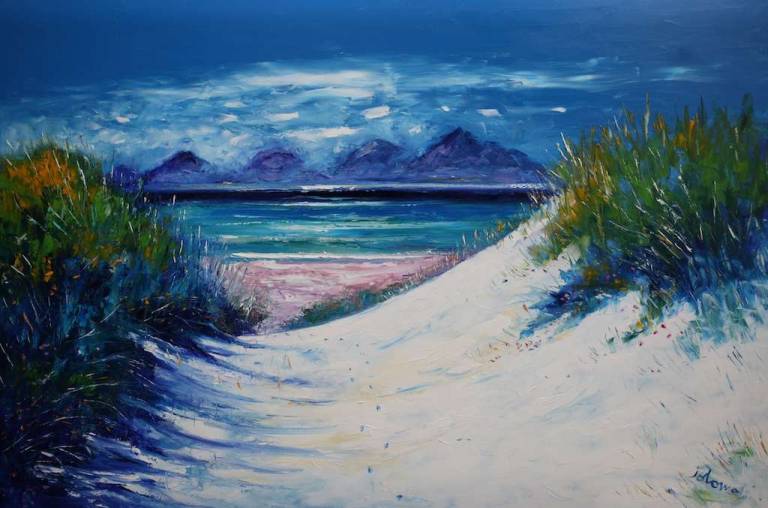 Footprints in the Sand Luskentyre Beach Isle of Harris 40x60 - John Lowrie Morrison