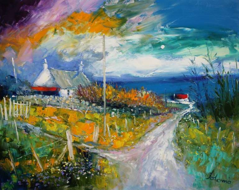 Storm Brewing Over Castlebay Isle of Barra 24x30 - John Lowrie Morrison