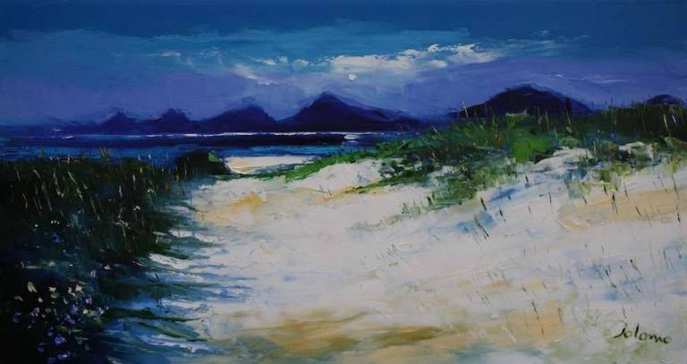Summer Moonlight Luskentyre Beach Isle of Harris 16x30 - John Lowrie Morrison