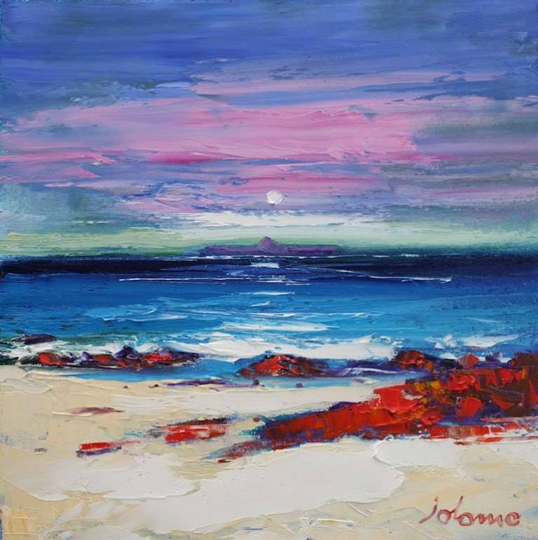 The Red Rocks of Iona looking to The Dutchman's Cap 12x12 - John Lowrie Morrison