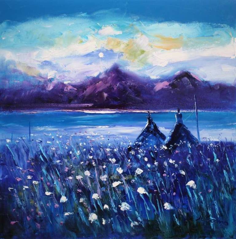 An Arran Moonrise 20x20 - John Lowrie Morrison