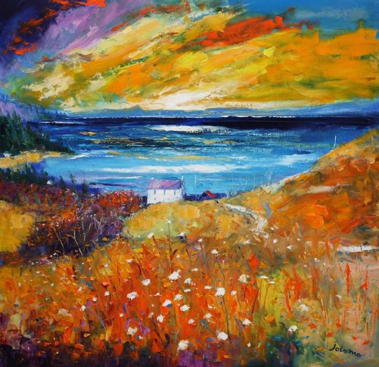 Autumnlight over Lagg Isle of Jura looking to Knapdale 30x30 - John Lowrie Morrison