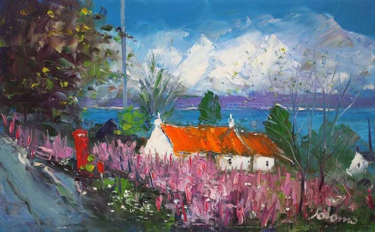 The Phone Box Lagg Village Isle of Jura 10x16 SOLD - John Lowrie Morrison