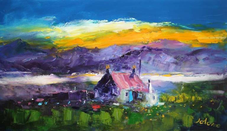 Misty Eveninglight Croft House Balallan Isle of Lewis 14x24 - John Lowrie Morrison