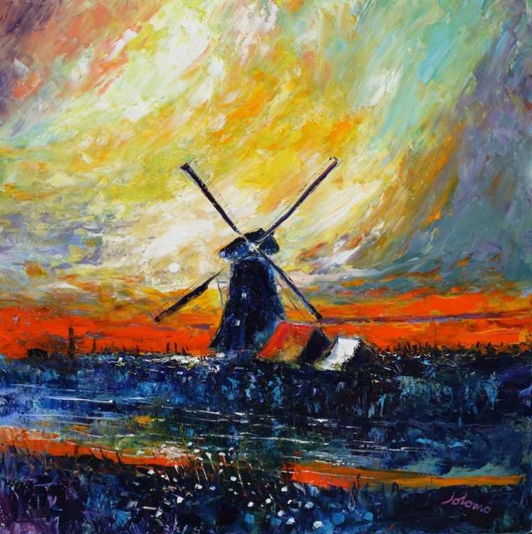A Gelderland Sunset Holland 36x36 - John Lowrie Morrison