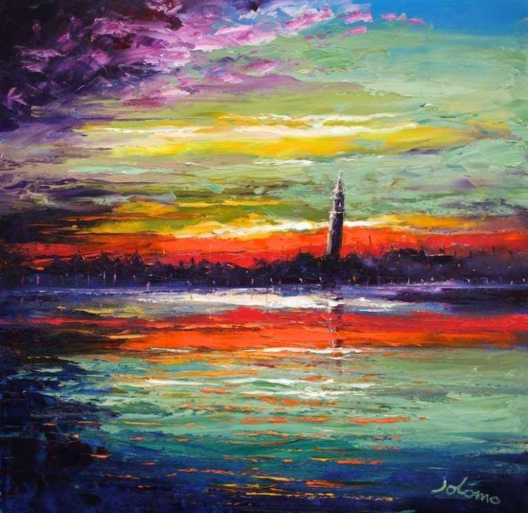 The Leaning Tower of Murano Venice Lagoon 24x24 - John Lowrie Morrison
