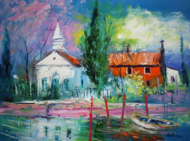 Winterlight Isola Le Vignole Venetian Lagoon 18x24 - John Lowrie Morrison