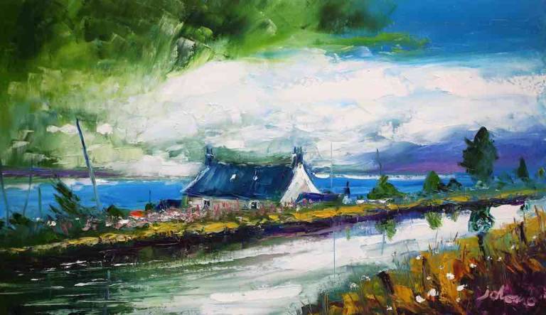 Storm Passing Over Ardrishaig Crinan Canal 14x24 - SOLD - John Lowrie Morrison