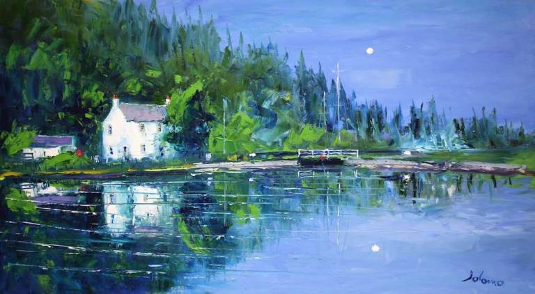 Evening Summerlight on the Crinan Canal 18x32 - John Lowrie Morrison
