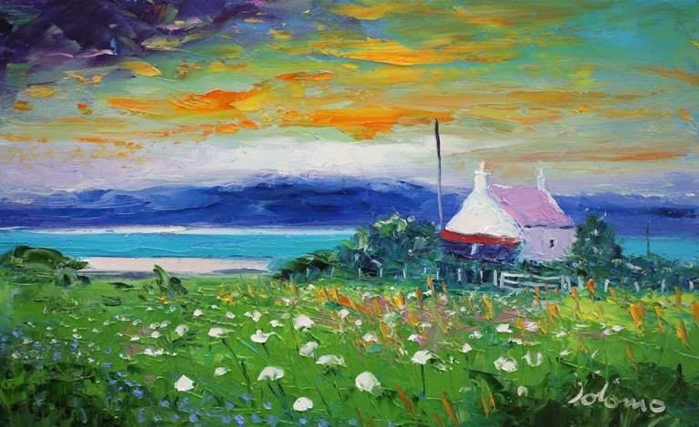 Early Dawnlight Over Kintyre Looking from Gigha 10x16 - John Lowrie Morrison