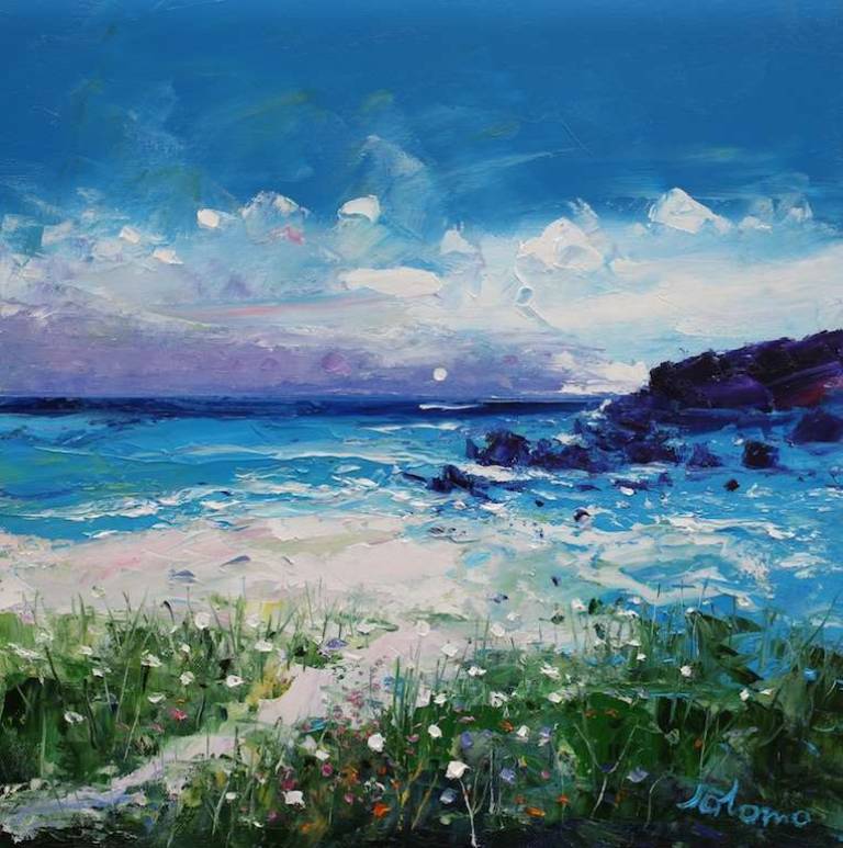 Incoming Tide The Singing Sands Islay 16x16 - John Lowrie Morrison