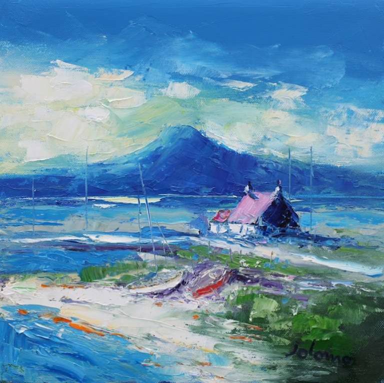 Eveninglight Looking To South Uist 12x12 - John Lowrie Morrison