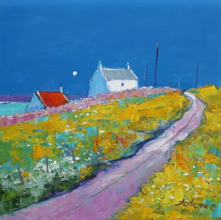 A Summer Moonrise Cnoc Cuil Phail Iona 16x16 SOLD - John Lowrie Morrison