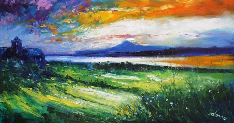 Daybreak over the Abbey Iona 18x24 - John Lowrie Morrison