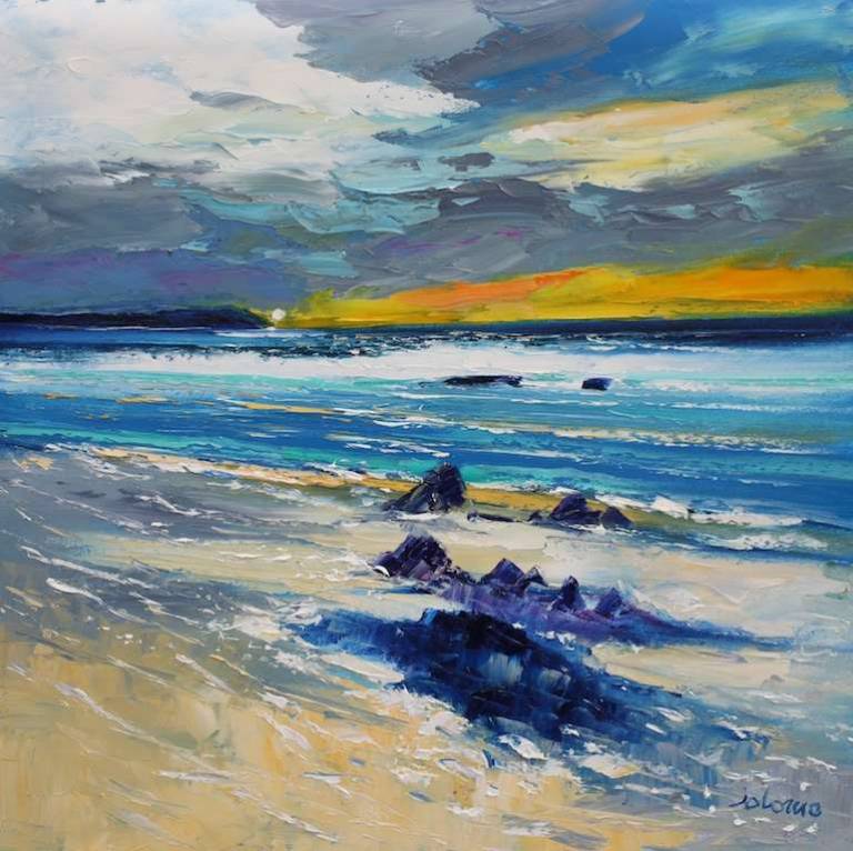 Winter Eveninglight Saligo Bay Isle of Islay 24x24 - John Lowrie Morrison