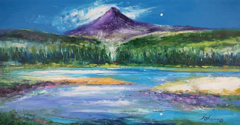 A Summer Eveninglight Goatfell Isle of Arran 16x30 - John Lowrie Morrison