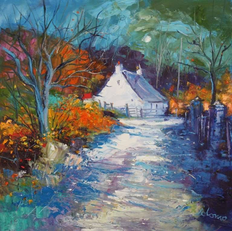 Autumn Eveninglight St Colmac Isle of Bute 20x20 - John Lowrie Morrison