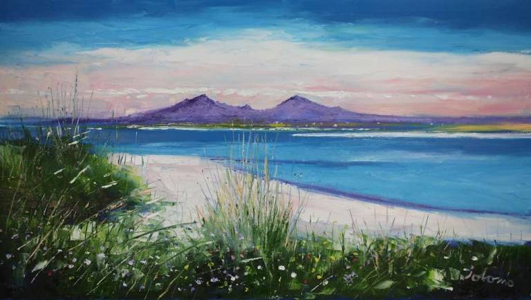 Soft Eveninglight Benbecula Looking To South Uist 18x32 - John Lowrie Morrison