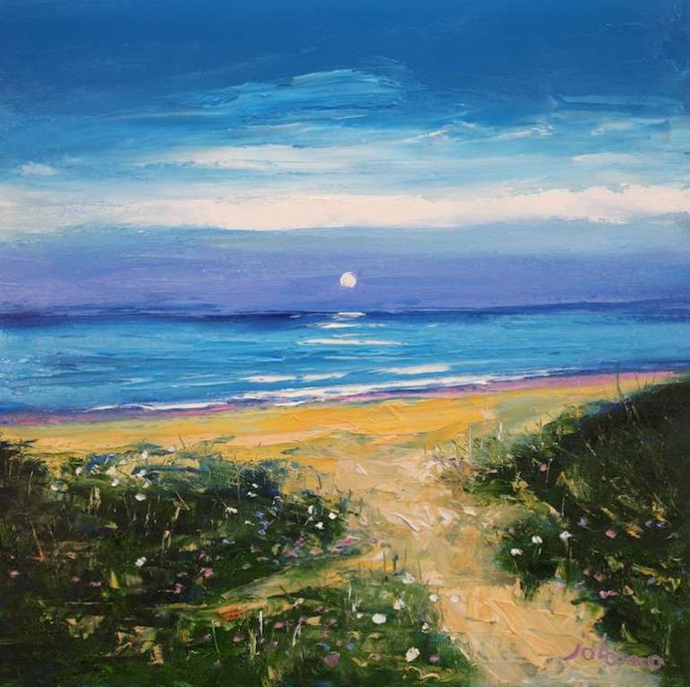A Summer Moon Isle of Islay 16x16 - John Lowrie Morrison