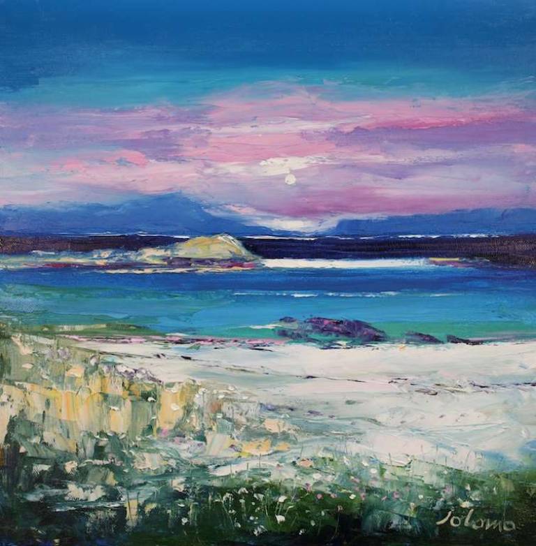 An Evening Gloaming Over Eilean Annraidh Iona 16x16 - John Lowrie Morrison
