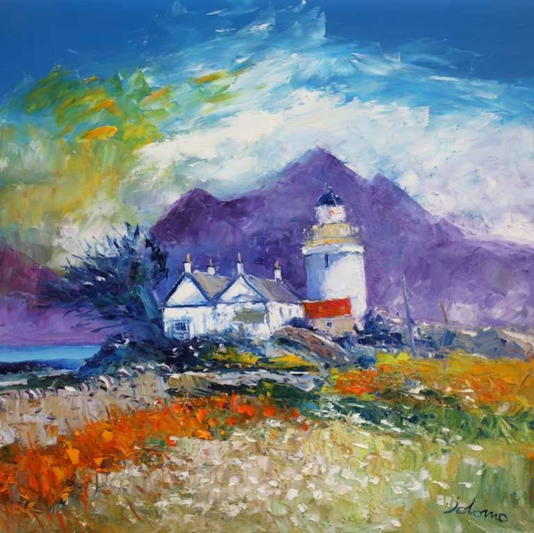 Isle Ornsay Lighthouse Isle of Skye 24x24 - John Lowrie Morrison