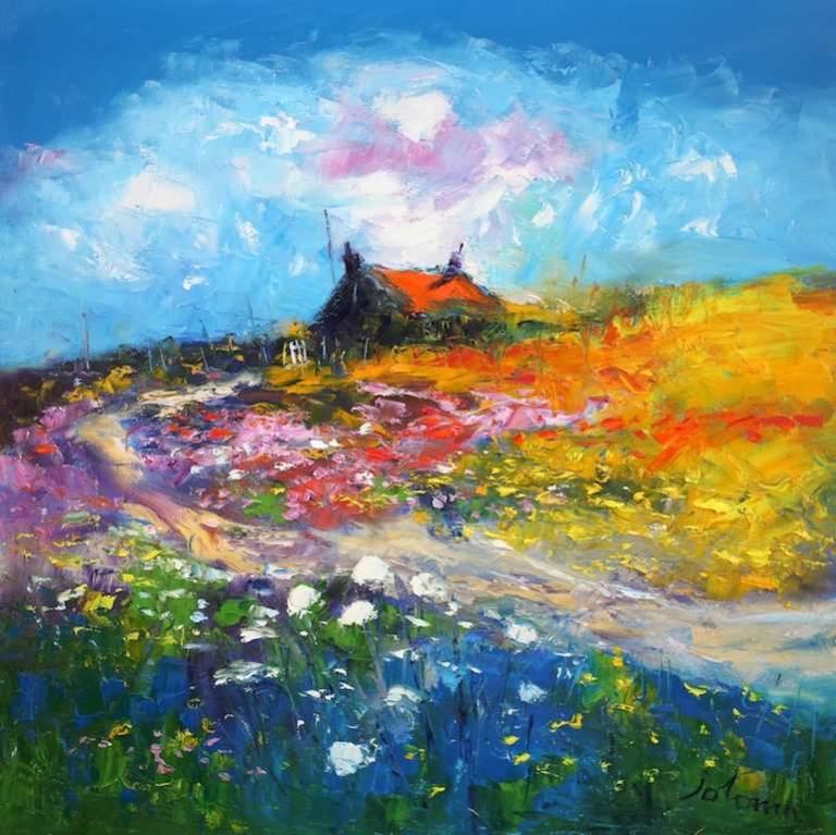 Wild Flowers Bruernish Isle of Barra 24x24 - John Lowrie Morrison