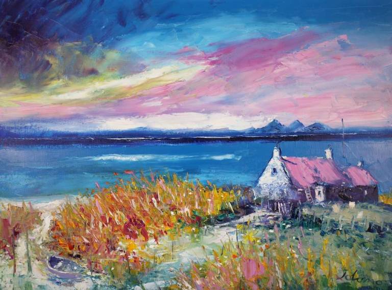 Eveninglight Kintyre Looking To The Paps Of Jura 18x24  - John Lowrie Morrison