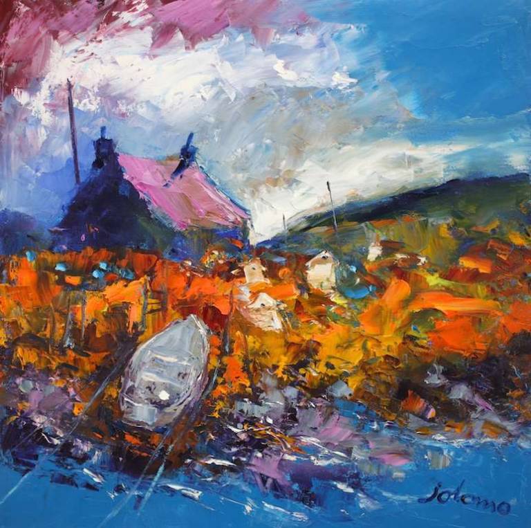 Beehives On The Shore Isle Of Harris 16x16 - John Lowrie Morrison