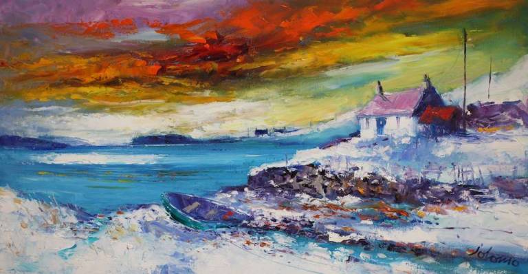 Heavy Snowfall Orinsay Isle of Lewis 16x30 - John Lowrie Morrison
