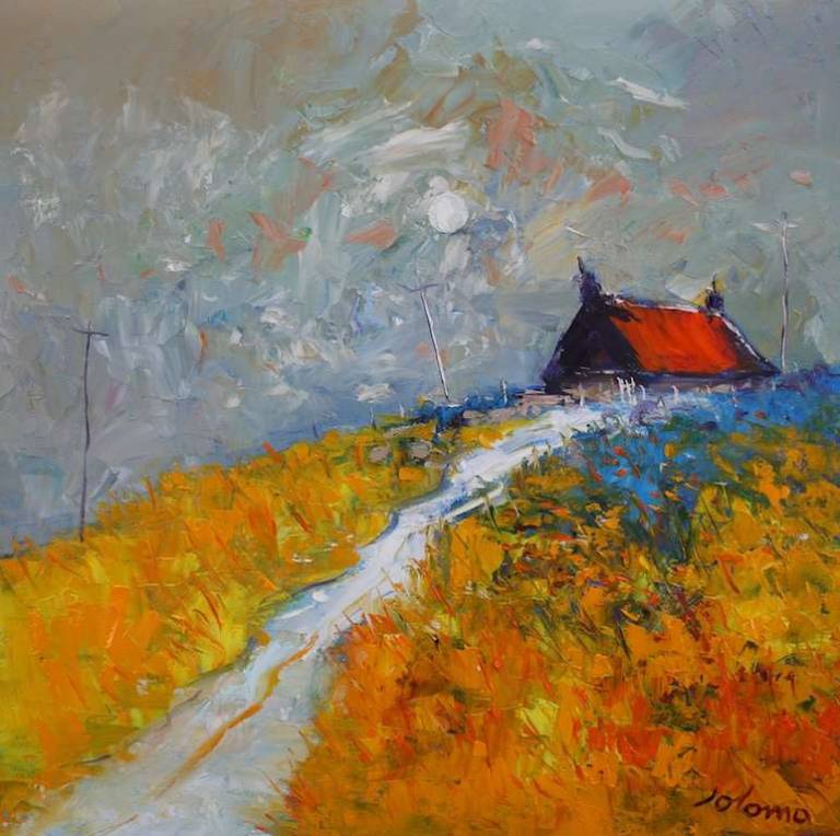 Red Roof Heavy Skies Isle of Colonsay 24x24 - John Lowrie Morrison