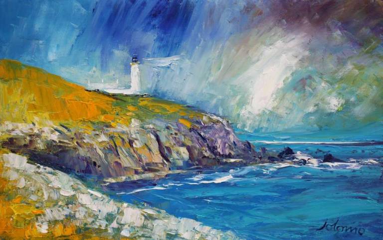 Squall Passing Over Tiumphan Head Light Isle of Lewis 10x16 - John Lowrie Morrison