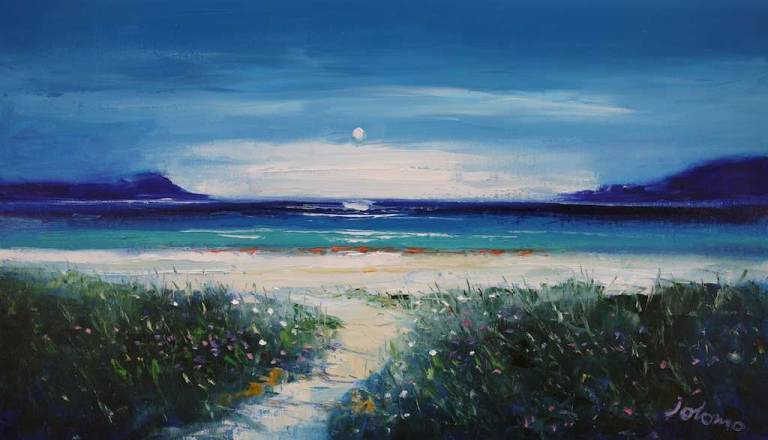 A Summer Gloaming Calgary Bay Isle of Mull 14x24 - John Lowrie Morrison