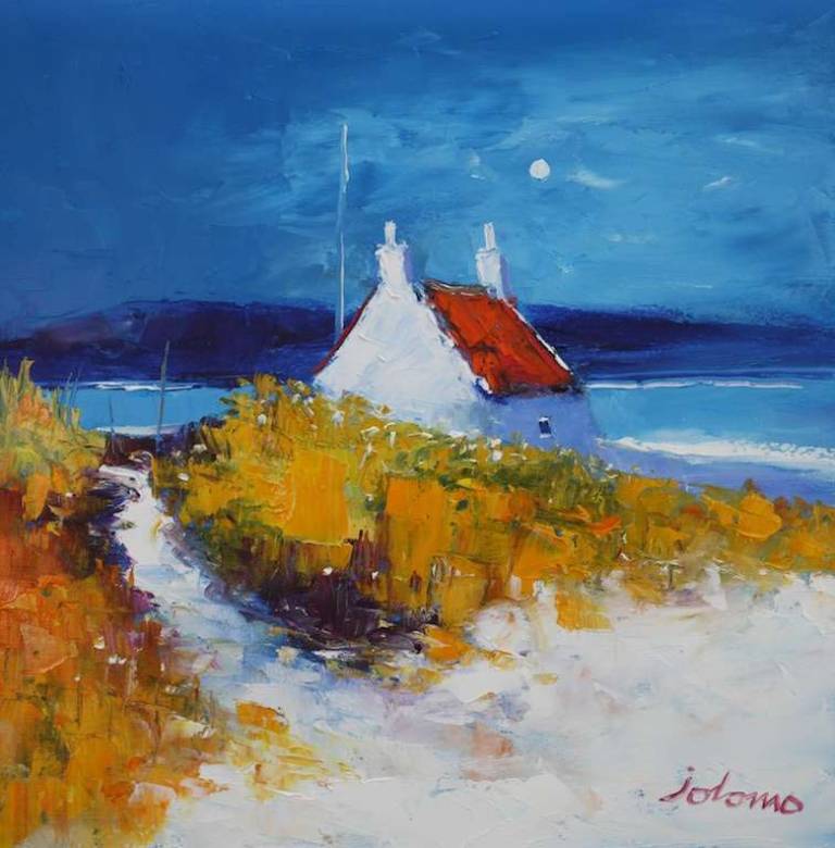 Croft On The Beach Benbecula 16x16 - John Lowrie Morrison