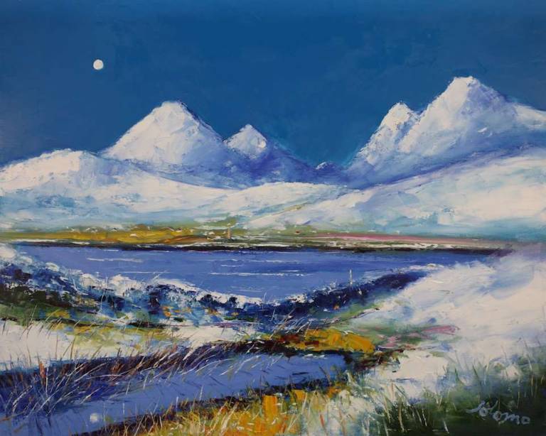 Heavy Snowfall An Cliseam Isle of Harris 24x30 - John Lowrie Morrison