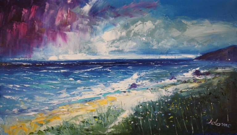 Storm Passing The Singing Sands Isle of Islay 14x24 - John Lowrie Morrison