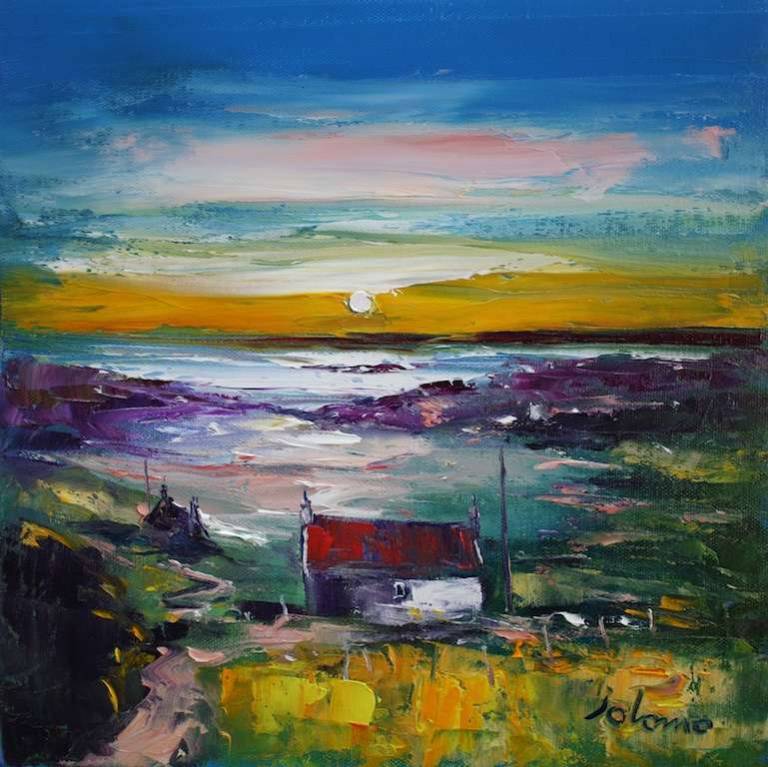 Crofts On The Golden Road Isle Of Harris 12x12 - John Lowrie Morrison