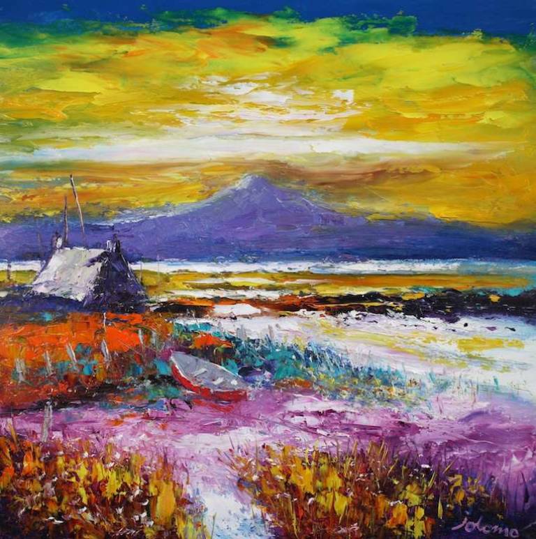 Sunset On The Machair Benbecula 24x24 - John Lowrie Morrison