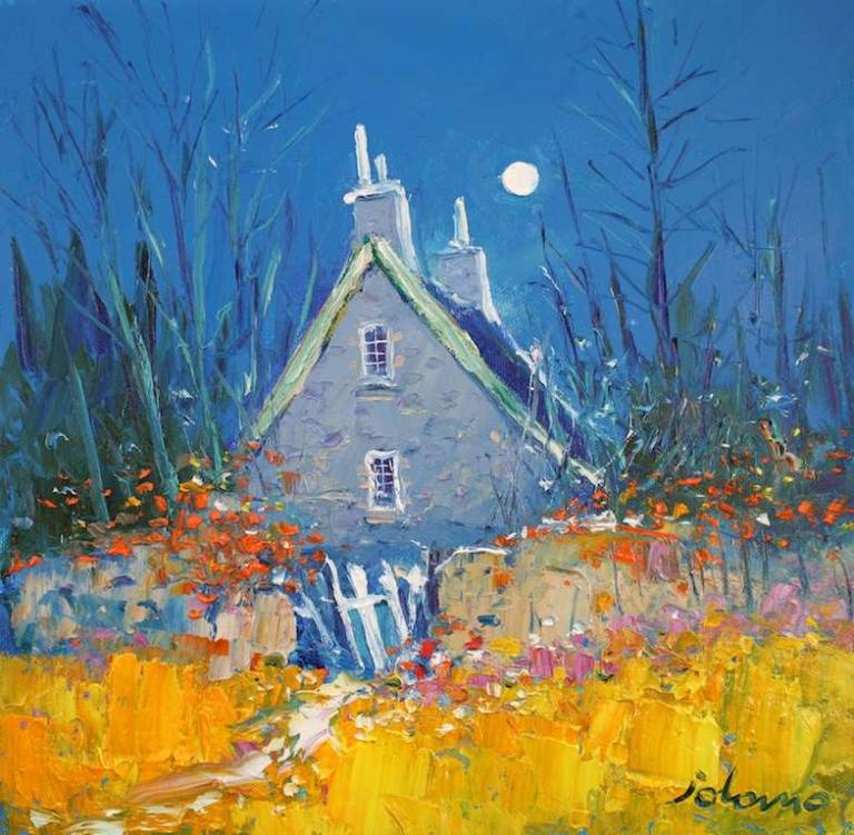 Cottage in the Moonlight Achnamara Argyll 12x12 - John Lowrie Morrison