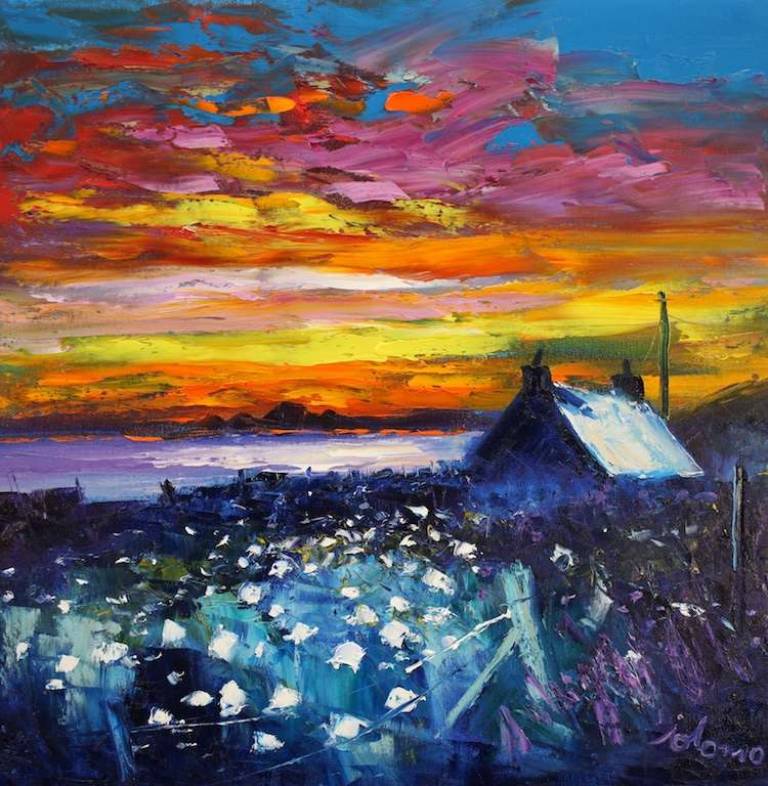 Sunset The Paps of Jura from Kintyre 20x20 - John Lowrie Morrison
