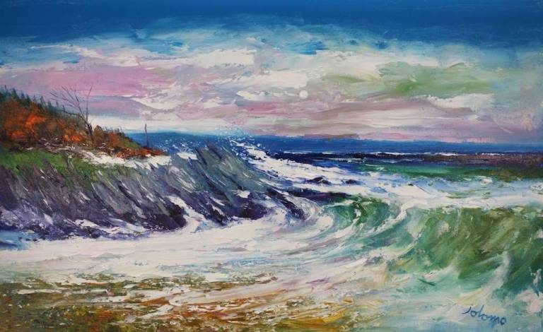 Big Sea off Carradale Kintyre 20x32 - John Lowrie Morrison