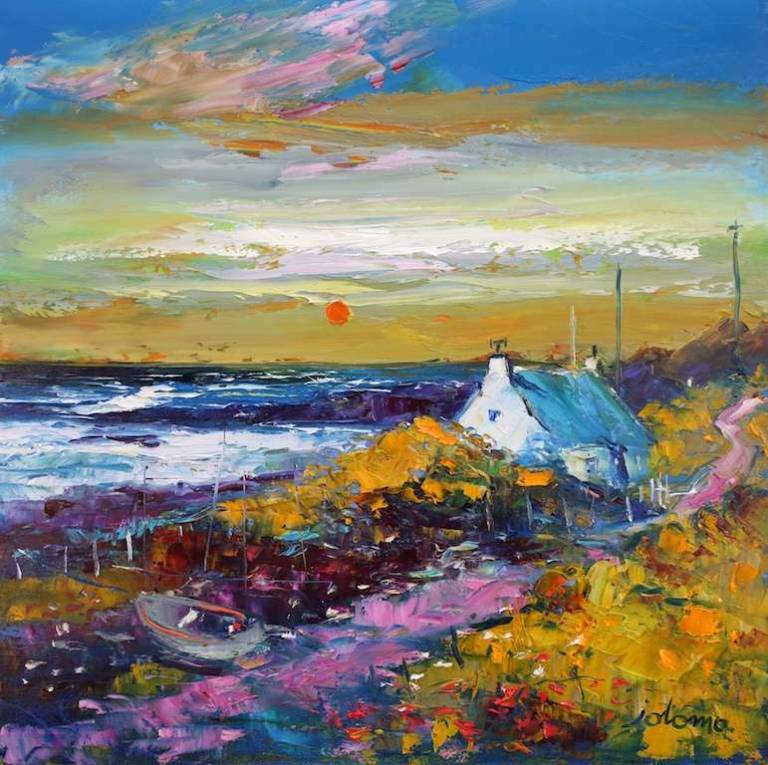 Fading Eveninglight Machrihanish Kintyre 16x16 - John Lowrie Morrison