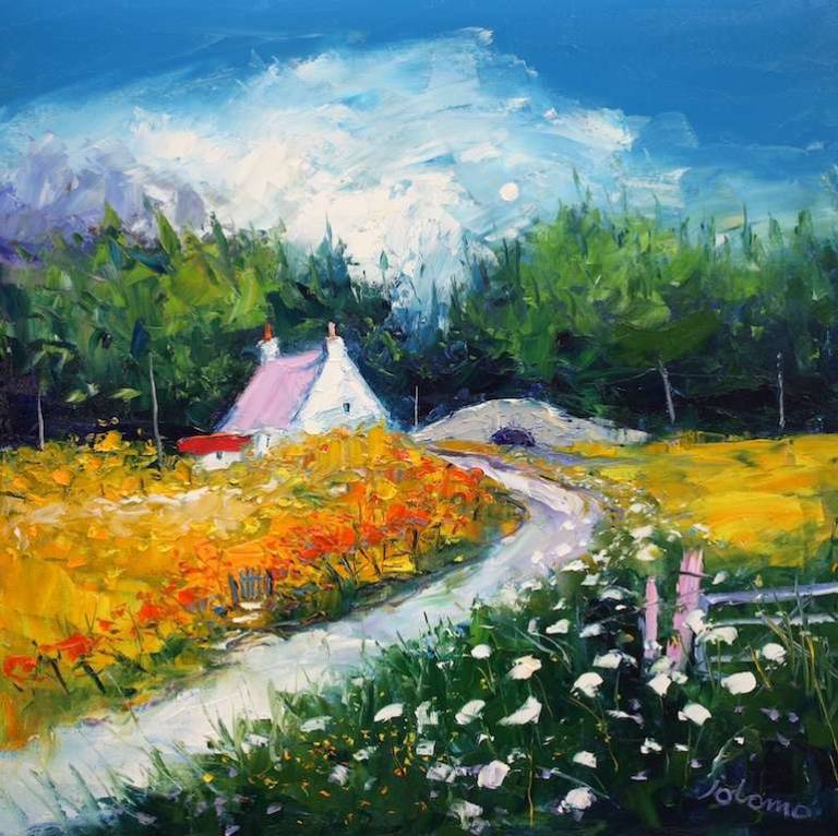 The Road to the Tayinloan Ferry Kintyre 24x24 - John Lowrie Morrison