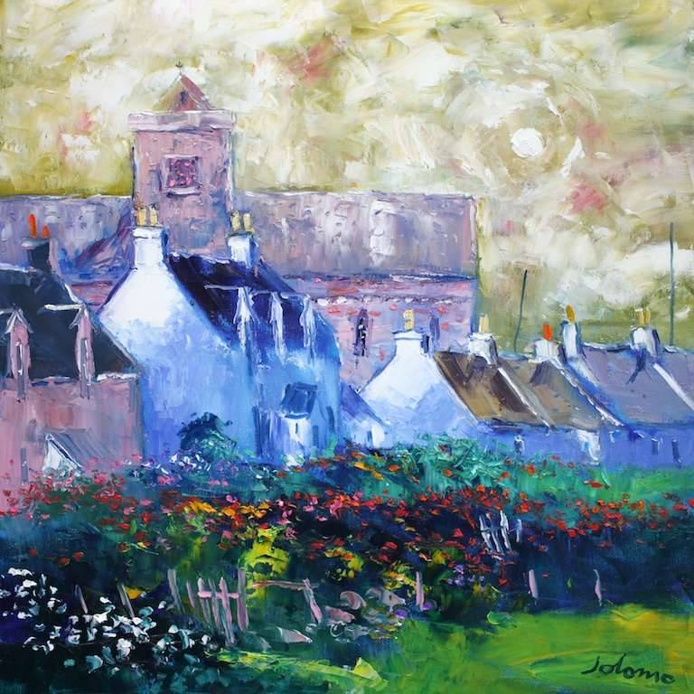 Soft eveninglight on the Abbey Iona 24x24 - John Lowrie Morrison