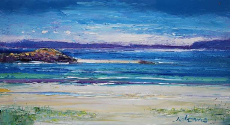 Quiet day Traigh Bhan Iona 10x18 SOLD - John Lowrie Morrison