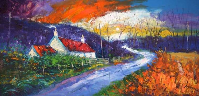 Late Autumn light over Dunrostan Knapdale 16x32 - John Lowrie Morrison