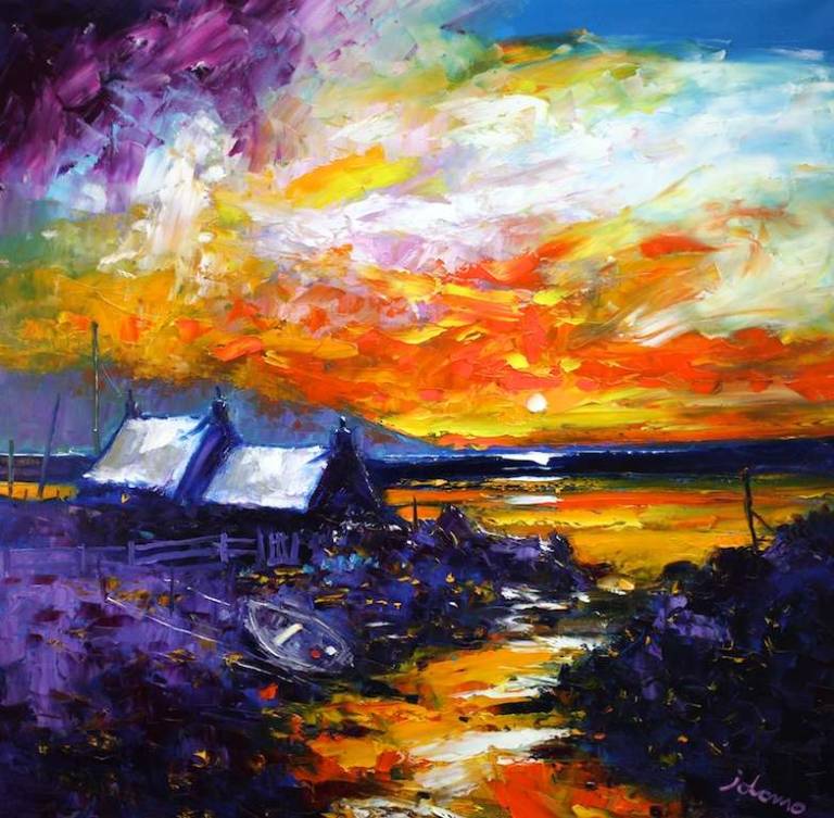 Sunset on The Mull of Kintyre 30x30 - John Lowrie Morrison