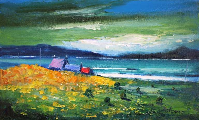 Stormy Dawnlight on Ardionra Isle of Iona 10x16 - SOLD - John Lowrie Morrison