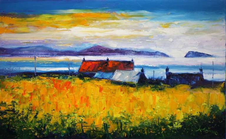 Erraid looking from Iona Eveninglight 20x32 - SOLD - John Lowrie Morrison